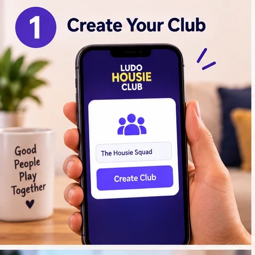Creating a club called The Housie Squad in the Ludo Housie Club app.