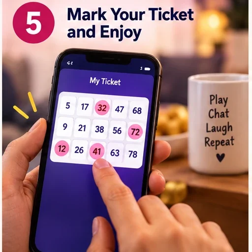 A player marking called numbers on their Housie ticket in the app.